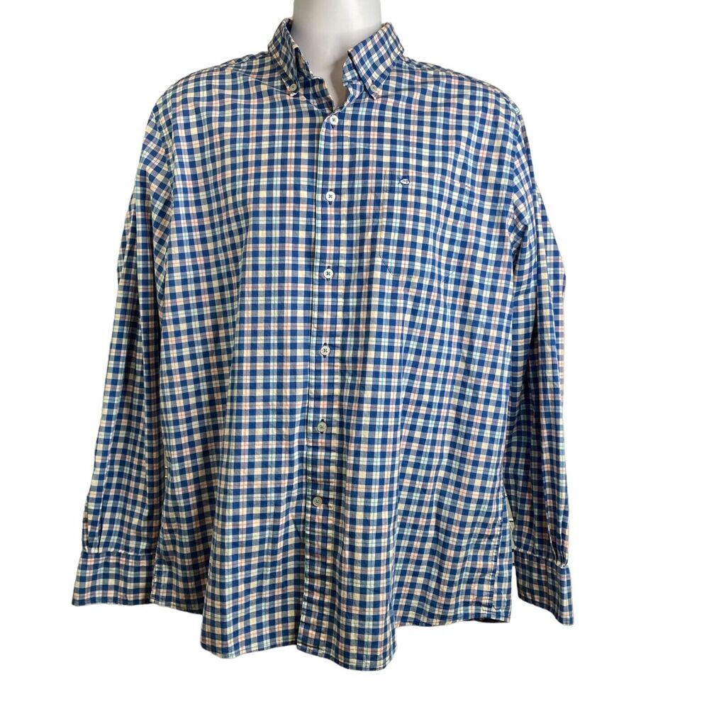 Southern Tide Classic Fit Plaid Button Up Shirt Sz L Preppy Summer Cocktails